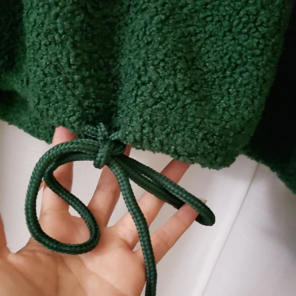 XXL NWT 2pc No Boundaries Dark Green Teddy Longsleeve Sweatshirt & Shorts Set - Picture 3 of 8